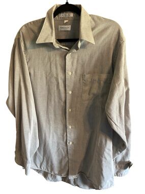 Van Heusen Men's Gray Long-Sleeve Button-Up Dress Shirt